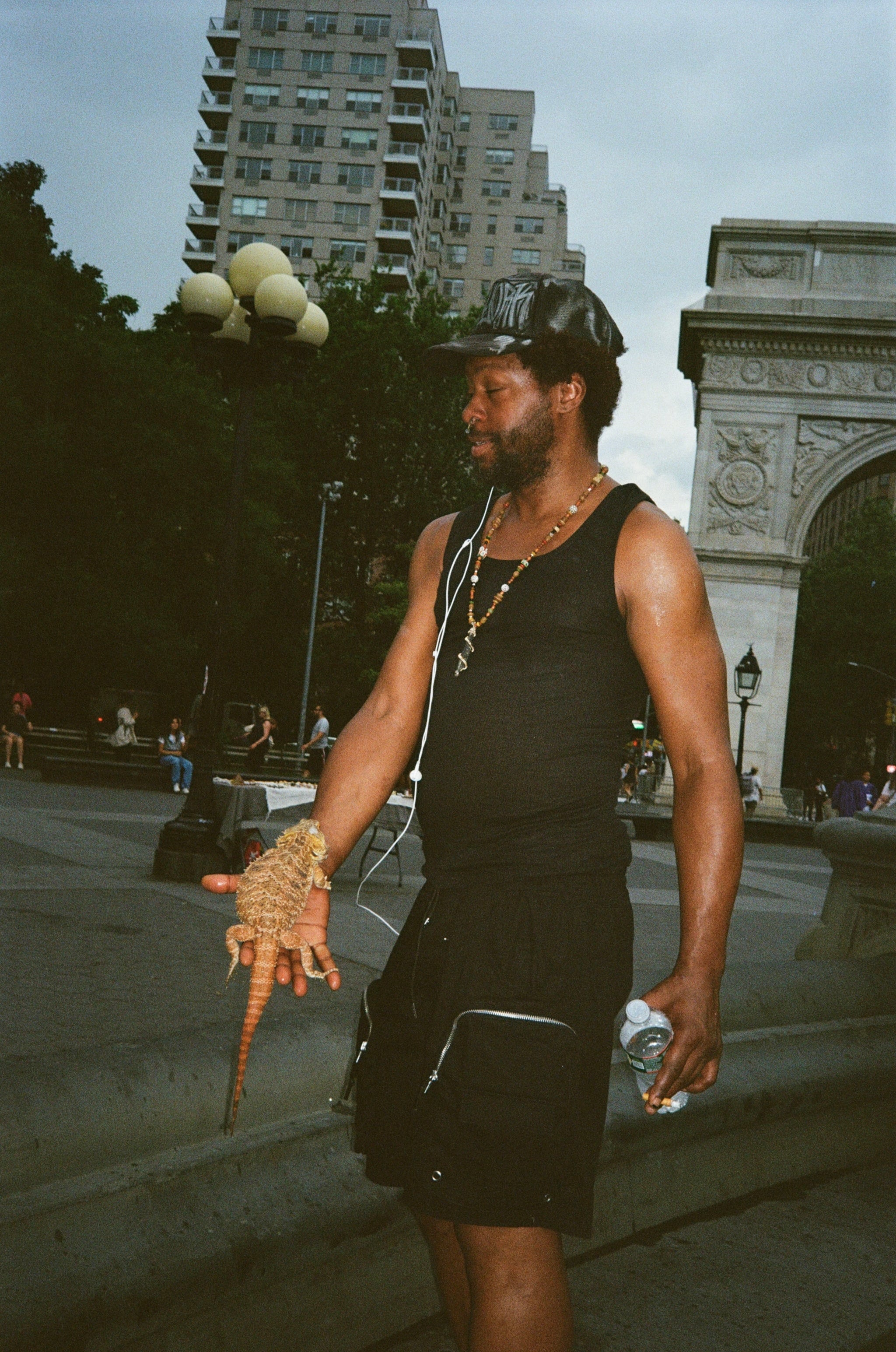 Film photograph — vertical portrait, analog grain